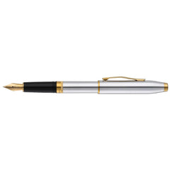 Foundry Polished Chrome with PVD Gold Appointments and Gold PVD Coated Stainless Steel Medium Nib Fountain Pen