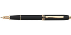 Townsend® Black Lacquer with 23KT Gold-Plated Appointments and Solid 18KT Gold Fine Nib Fountain Pen