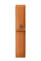 Classic Century Lustrous Chrome Ballpoint Pen with Mocha Magnetic Leather Single Pen Case Gift Set