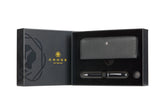 Century II Black Lacquer with Chrome Ballpoint Pen with Classic Black Zippered Leather Double Pen Case Gift Set
