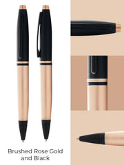 Calais™ Brushed Rose Gold Plate and Black Lacquer Ballpoint Pen