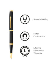 Coventry Black Lacquer with Gold Appointments Rollerball Pen