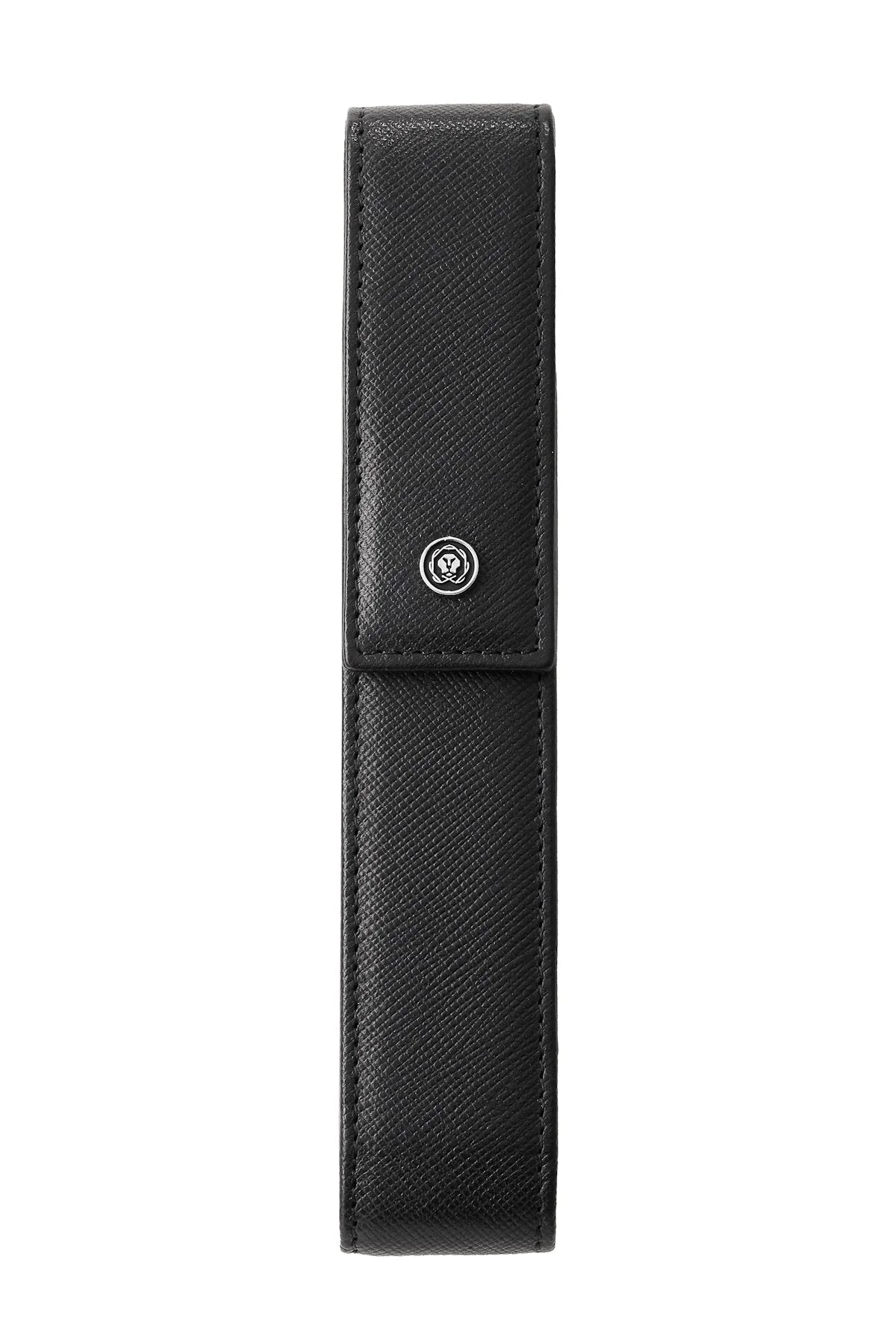 Classic Black Leather Magnetic Single Pen Case