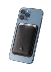 Classic Black Leather Magnetic Card Holder