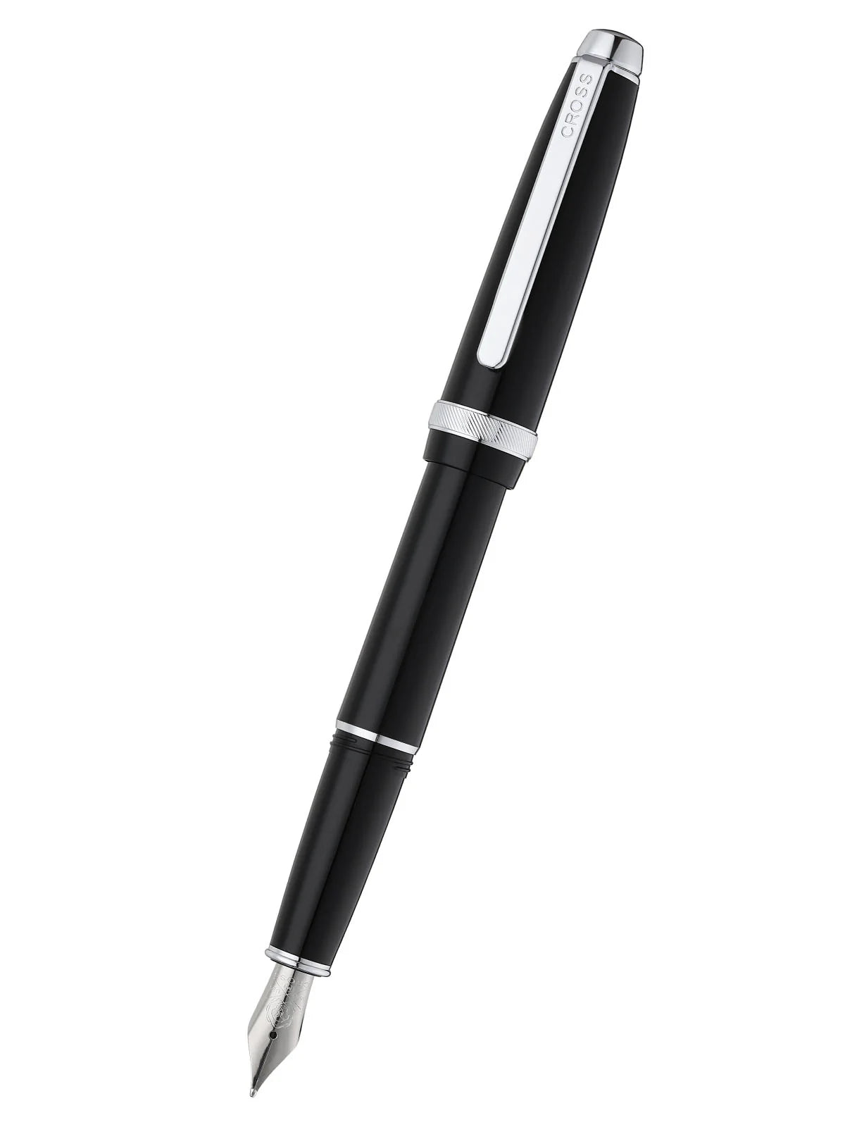 Lume Obsidian Black with Chrome Appointments and Stainless Steel Medium Nib Fountain Pen