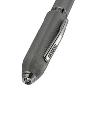 Peerless™ Polished Slate Gray Engraved Diamond Pattern with Slate Gray PVD Appointments and Swarovski Crystal Rollerball Pen