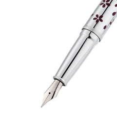 ATX® Cherry Blossom Polished Chrome with Polished Chrome Appointments and Chrome Plated Medium Nib Fountain Pen