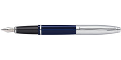 Calais™ Chrome & Blue Lacquer Stainless Steel Medium Nib Fountain Pen