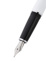 Lume Porcelain White with Polished Chrome Appointments and Polished Chrome Stainless Steel Medium Nib Fountain Pen