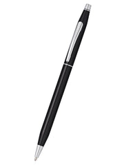 Classic Century Black Lacquer Ballpoint Pen with Classic Black Magnetic Leather Single Pen Case Gift Set