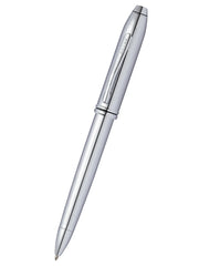 Townsend Lustrous Chrome Ballpoint Pen with Mocha Cigar Style Leather Single Pen Case Gift Set
